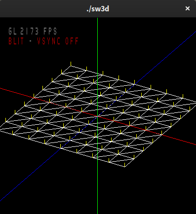 A wireframe grid rendered in perspective, with normal vectors at each point