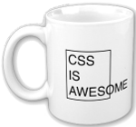 css is awesome mug, with text escaping assigned boundaries